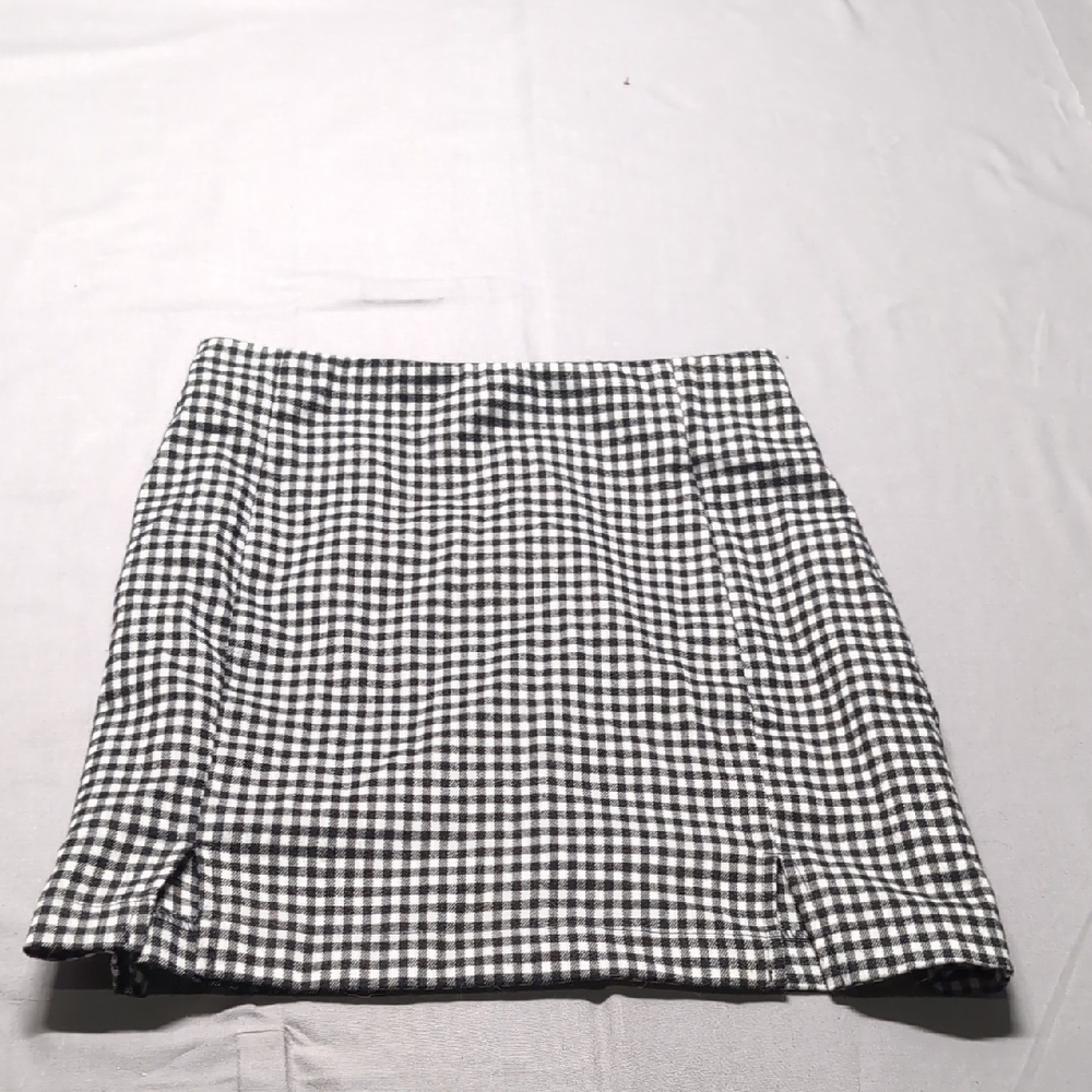 Eyeshadow Black White Gingham Checkered Mini‎ Skirt Size 3 High Waisted Slit Hem